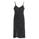 Black & White Polka Dot Bodycon Spaghetti Strap Maxi Dress